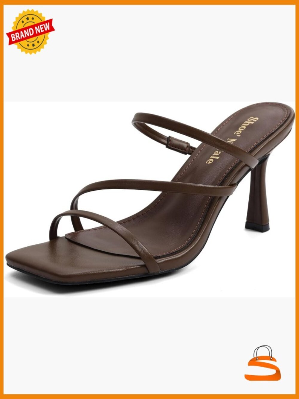 Strappy Kitten Heels Square Open Toe Slip On Mules Sandals Stiletto